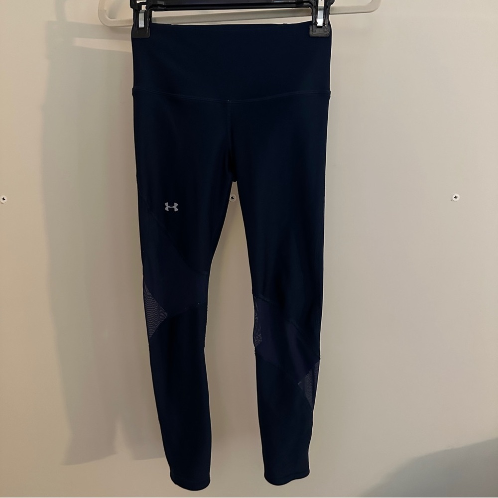 Under Armour Navy Blue Compression Performance Mesh Cutout Leggings Heatgear XS